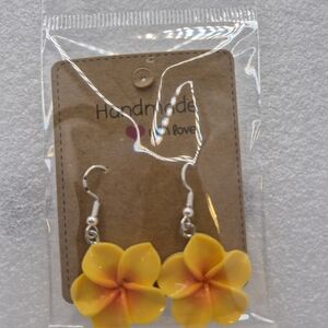 Tradier Joes Inspired Earrings Handmade Yellow Flower Dangle Earrings